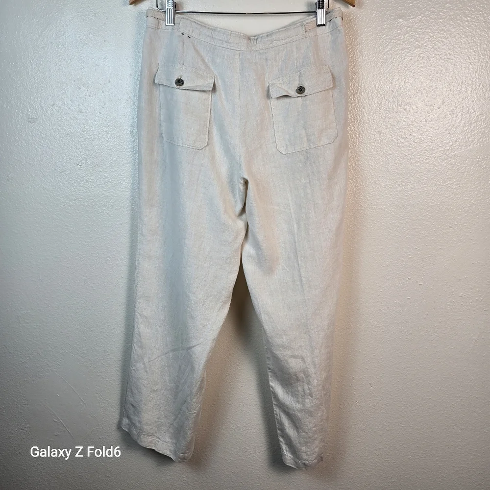 Tasso Elba Island Men 100% LINEN Pants 32x30 Beige Resort Casual Summer Trousers